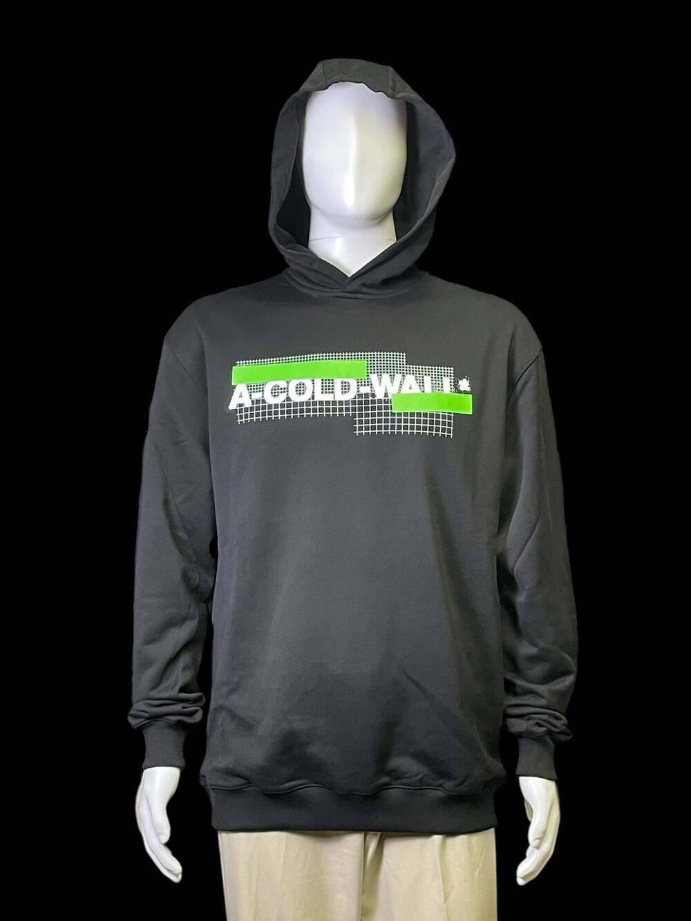 Spring/Summer 2023 A-Cold-Wall* Black Grid Graphic Logo Cotton Hoodie Medium